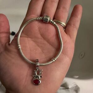 Silver Charm Bracelet with Red Accent